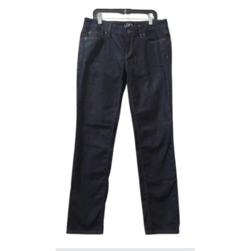 LOFT Womens Modern Straight Leg Jeans Size 4 Dark Wash Denim Classic Fit Stretch - Picture 2 of 10